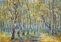 Sabiha Nasar-ud-Deen, Safeda Trees 1, 24 x 36 Inch, Oil with knife on Canvas, Landscape Painting, AC-SBND-052